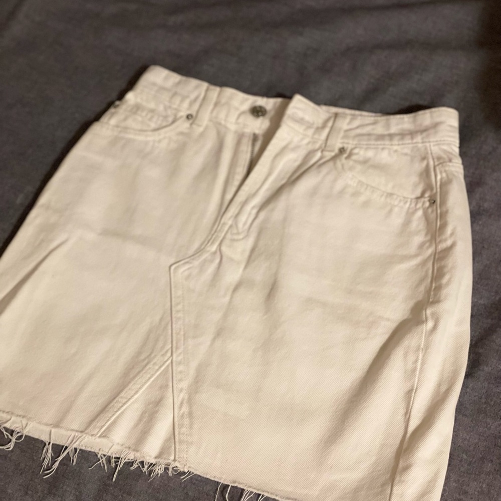 Denim & Co. Cream Buttoned Skirt